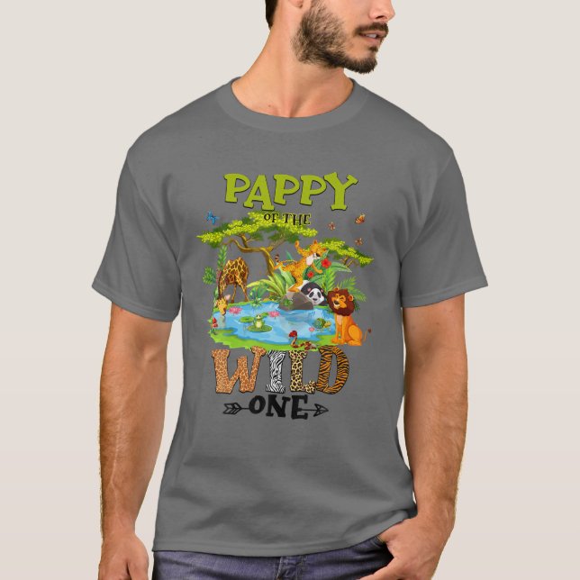 Pappy Of The Wild One Zoo Birthday Woodland Animal T-Shirt (Front)