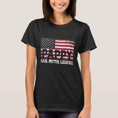 Pappy The Man Myth Legend American Flag Fathers D T_Shirt