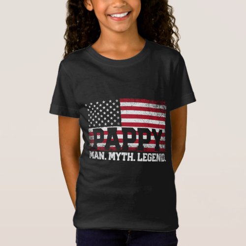 Pappy The Man Myth Legend American Flag Fathers D T_Shirt