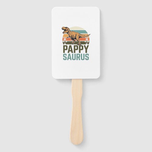 Pappysaurus Funny Dinosaur Vintage Sunset Shirt_1 Hand Fan