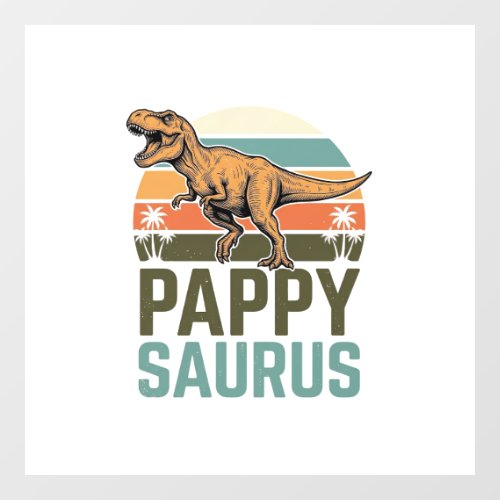 Pappysaurus Funny Dinosaur Vintage Sunset Shirt_1 Window Cling