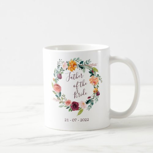 Paprika Burgundy Floral Father of the Bride Mug