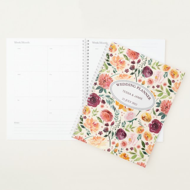 Paprika Burgundy Floral Personalized Planner (Display)