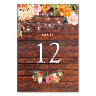 Paprika Burgundy Floral Table Number Card