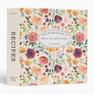 Paprika Burgundy Flower Shower Recipe Binder