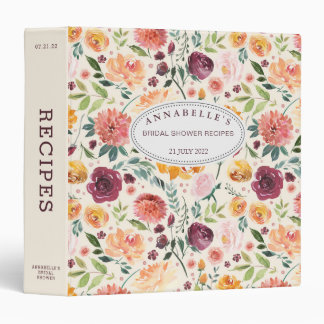 Paprika Burgundy Flower Shower Recipe Binder