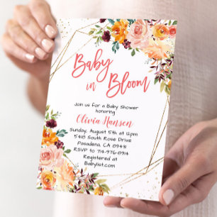 Paprika Floral Baby In Bloom Baby Shower Invitation