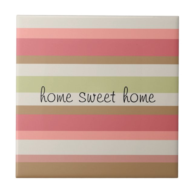 Paprika Stripes Pattern Ceramic Tile (Front)
