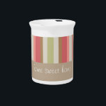 Paprika Stripes Pattern Drink Pitcher<br><div class="desc">Warm and cozy, this stripe pattern is accented with paprika, cinnamon, persimmon, apple, and light mint. We have left all of the images used in this design customizable - You can play with them to your hearts content- Click the orange 'CustomizeThis' button and highlight the image you want to remove,...</div>