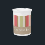 Paprika Stripes Pattern Drink Pitcher<br><div class="desc">Warm and cozy, this stripe pattern is accented with paprika, cinnamon, persimmon, apple, and light mint. We have left all of the images used in this design customizable - You can play with them to your hearts content- Click the orange 'CustomizeThis' button and highlight the image you want to remove,...</div>