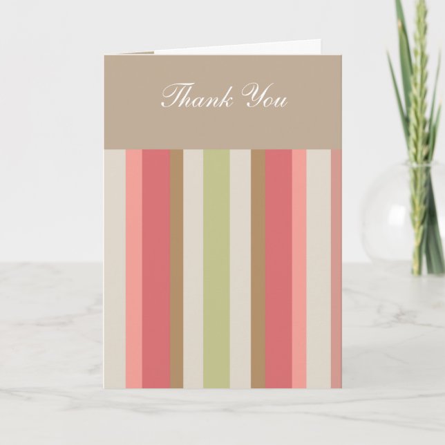 Paprika Stripes Pattern Letterpress Thank You Card (Front)