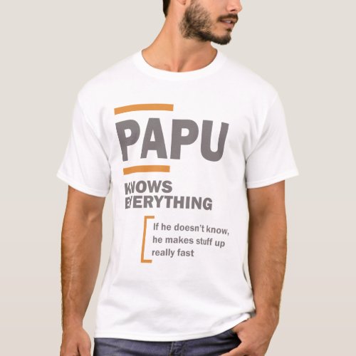Papu Knows Everything  Dad and Grandpa T_Shirt