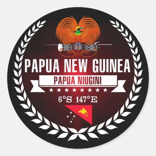 Papua New Guinea Classic Round Sticker (Front)