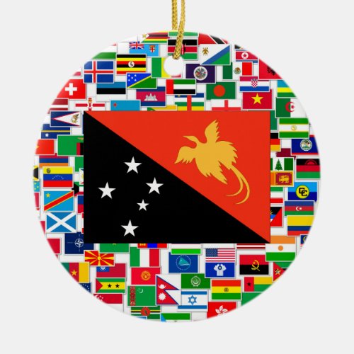 Papua New Guinea Flag Ceramic Ornament