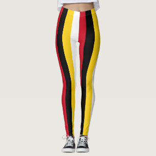 Papua New Guinea Flag Colors Vertical Striped Leggings
