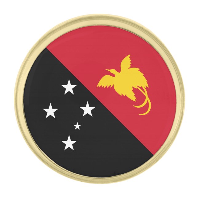 Papua New Guinea Flag Gold Finish Lapel Pin (Front)