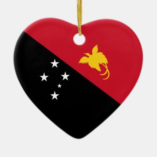 Papua_New Guinea Flag Heart Ceramic Ornament