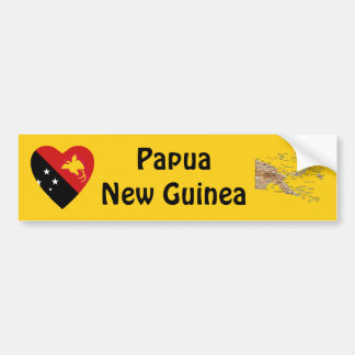 Papua New Guinea Flag Heart + Map Bumper Sticker