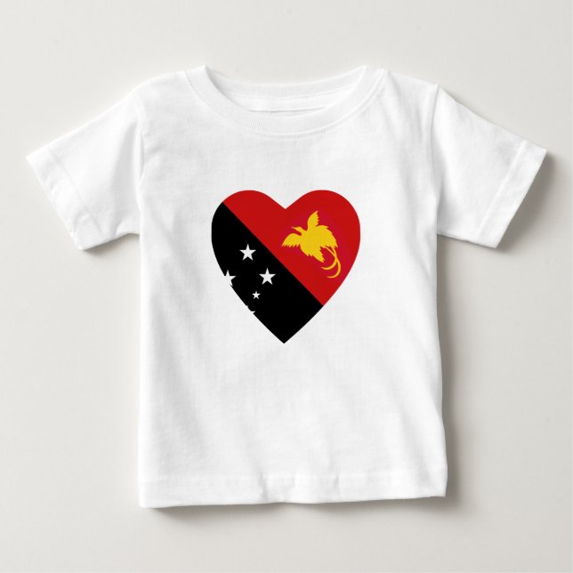 Papua New Guinea Flag Heart T-Shirt (Front)