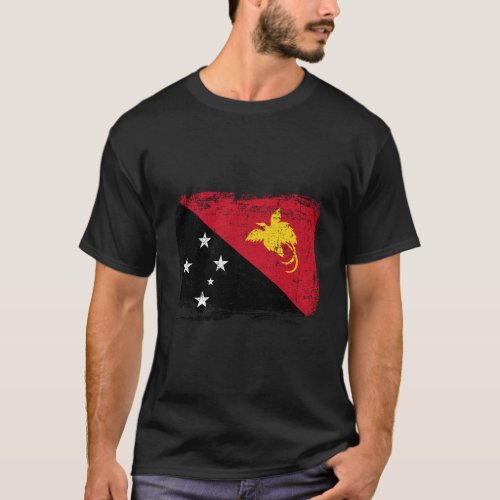 Papua New Guinea Flag Hoodie Distressed Vintage T_Shirt