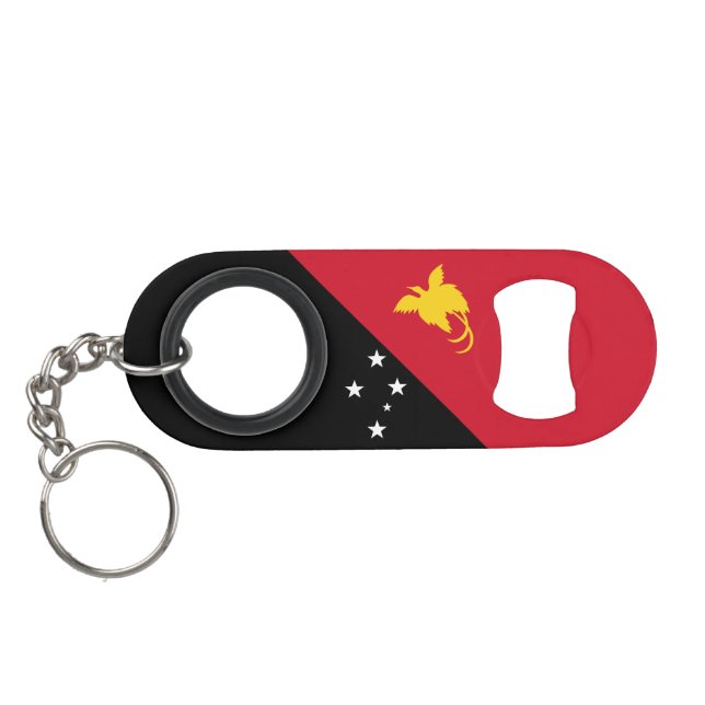 Papua New Guinea Flag Keychain Bottle Opener (Back Horizontal)