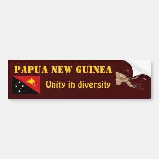 Papua New Guinea Flag + Map Bumper Sticker