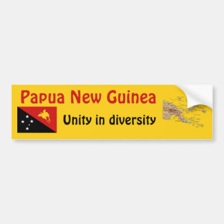 Papua New Guinea Flag + Map Bumper Sticker