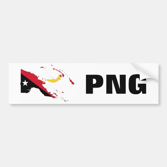 Papua New Guinea Flag Map & PNG Bumper Sticker (Front)