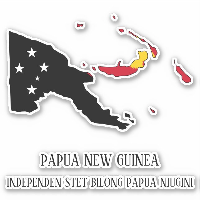 Papua New Guinea Flag Map Sticker (Front)