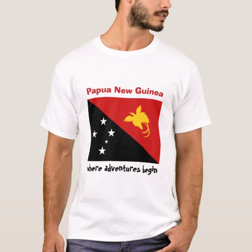 Papua New Guinea Flag  Map  Text T_Shirt