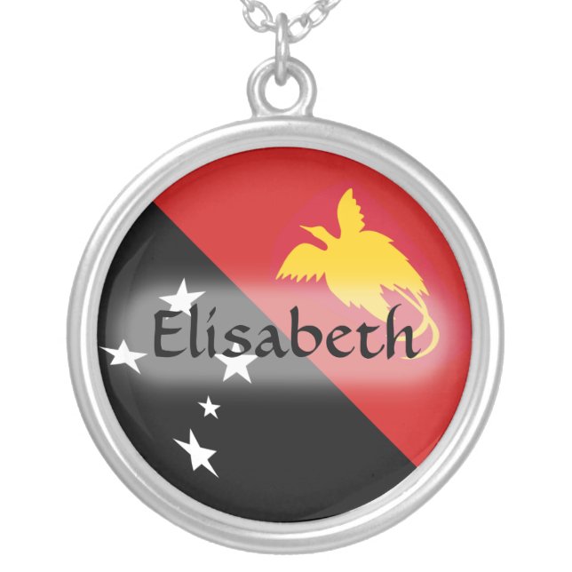 Papua New Guinea Flag + Name Necklace (Front)