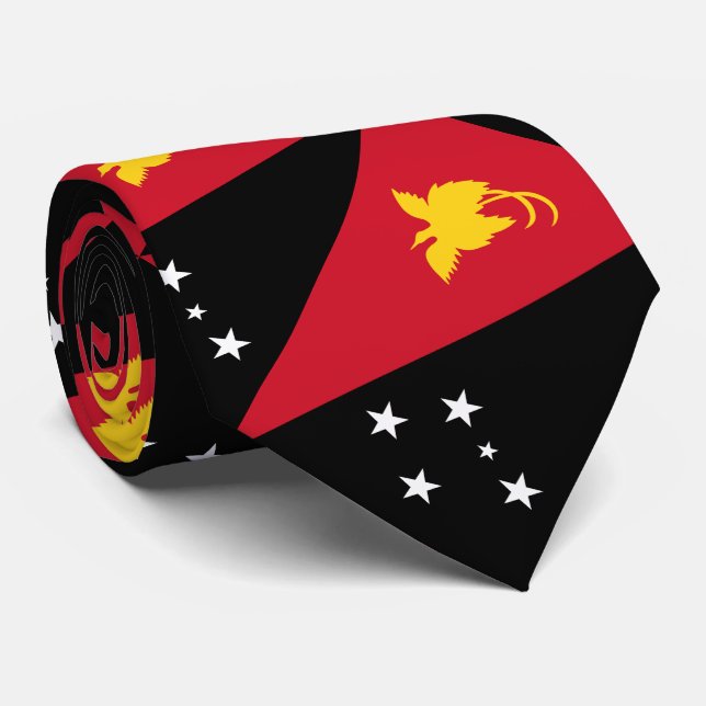 Papua New Guinea Flag Neck Tie (Rolled)