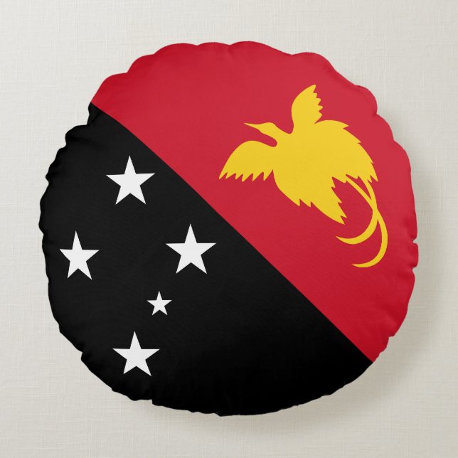 Papua New Guinea Flag Round Pillow (Front)