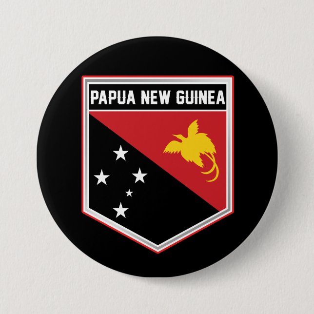 Papua New Guinea Flag Shield Button (Front)