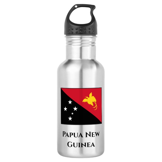 Papua New Guinea Flag Stainless Steel Water Bottle (Front)
