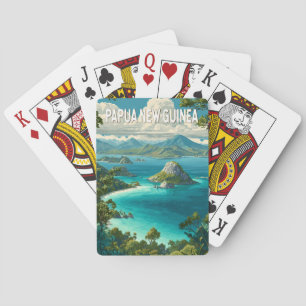 Papua New Guinea Illustration Travel Art Vintage Poker Cards