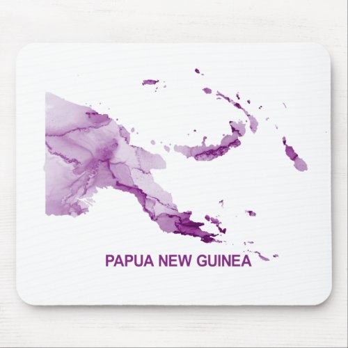 Papua New Guinea Map Purple Watercolour Mouse Pad