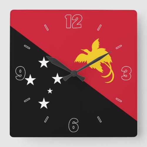 Papua New Guinea National Flag Patriotic Square Wall Clock