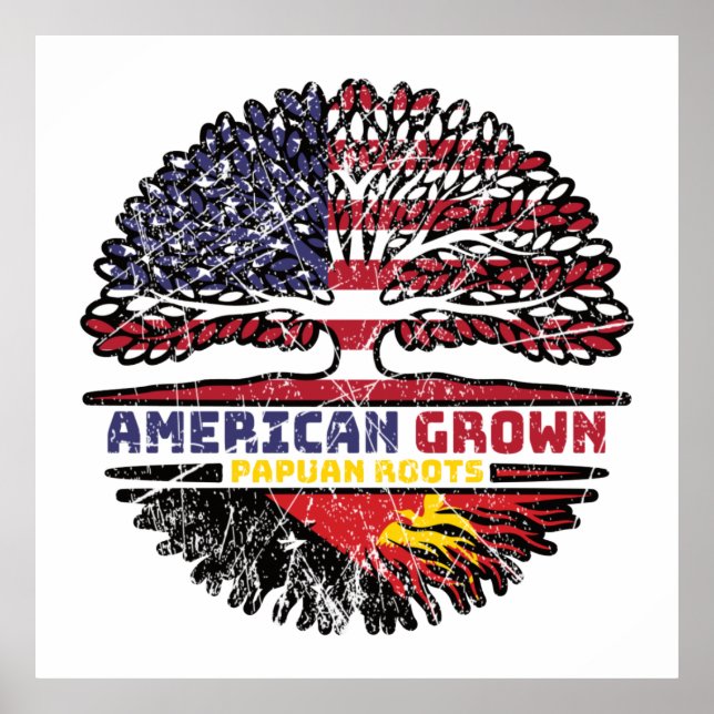 Papua New Guinea Papuan American USA Tree Roots Poster (Front)