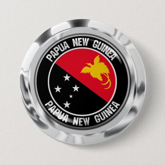 Papua New Guinea Round Emblem Button (Front)