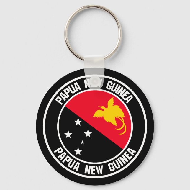 Papua New Guinea Round Emblem Keychain (Front)