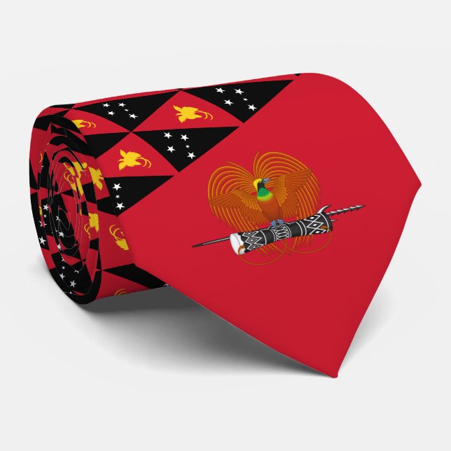 Papua New Guinean Flag & National Emblem Neck Tie (Rolled)