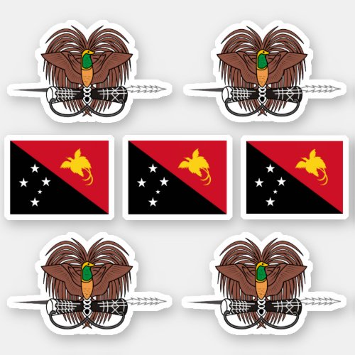 Papua New Guinean symbols  coat of arms and flag Sticker