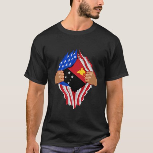 Papuan Blood Inside Me Papua New Guinea Flag Gift T_Shirt