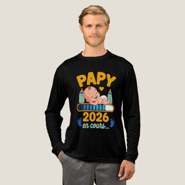 Papy 2026 Idée Annonce Grossesse Futur Grand-Père  Tri-Blend Shirt (Full Front)