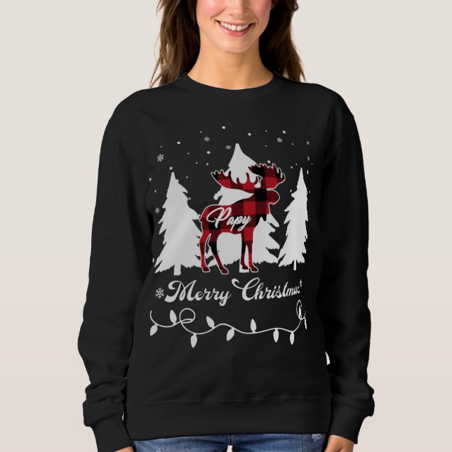 Papy Moose Buffalo Red Plaid Christmas Matching Fa Sweatshirt (Front)