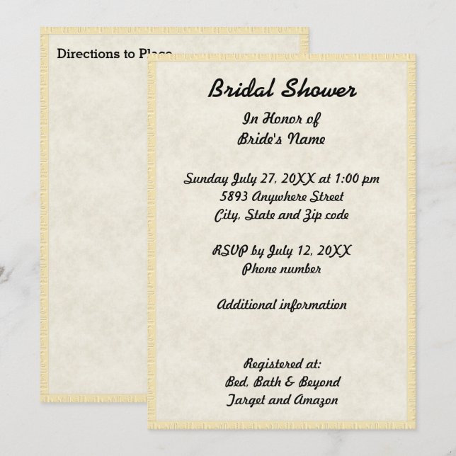 Papyrus Light Tan Paper Image Bridal Shower Invitation (Front/Back)