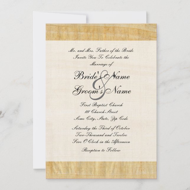 Papyrus Paper Wedding Invitation (Front)