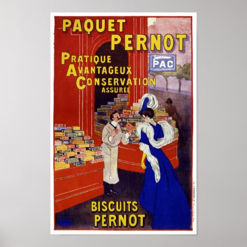 Paquet Pernot Vintage Advertising Poster Restored