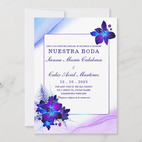  Paquete de boda Orqudea azul Invitation